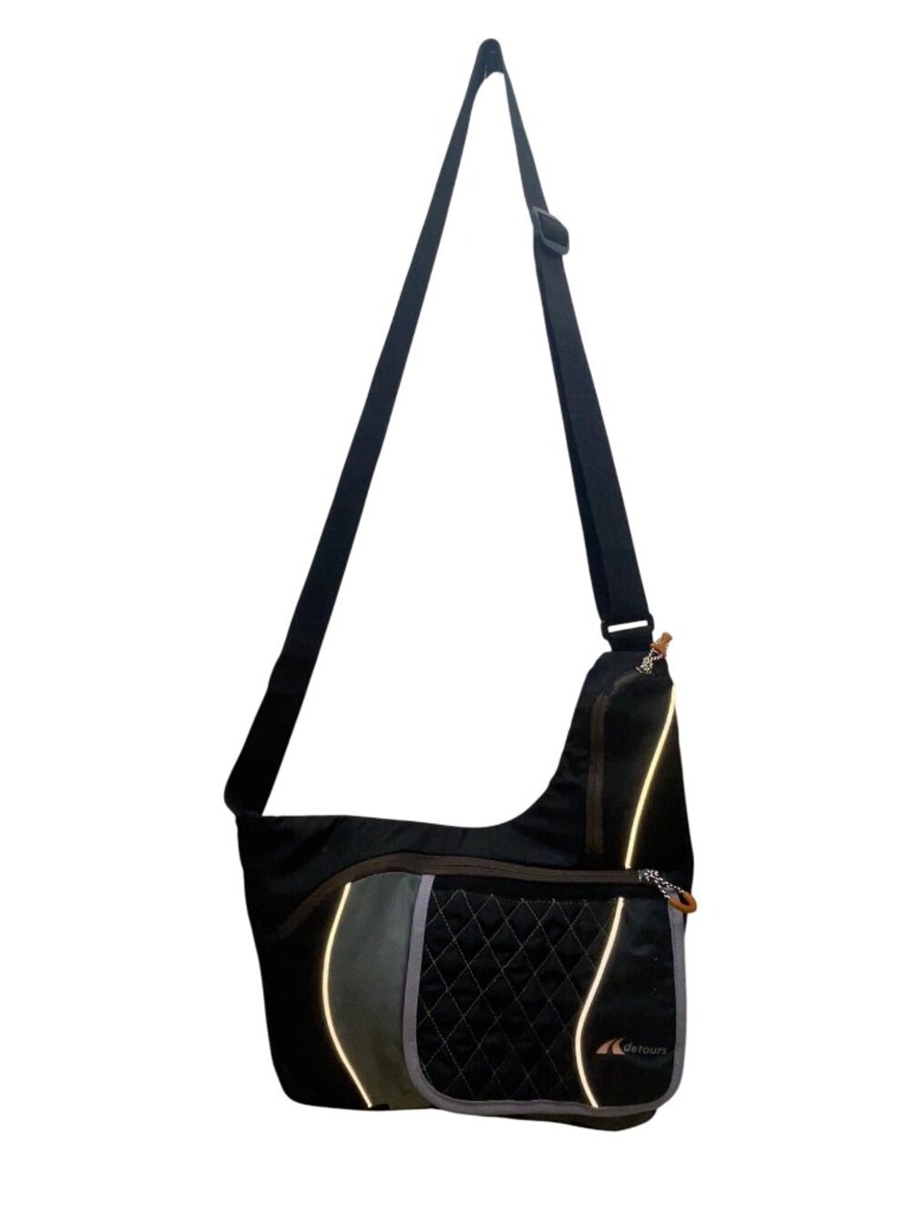 Detours Women’s Black & Gray Quilted Nylon Reflective Crossbody Messenger Bag